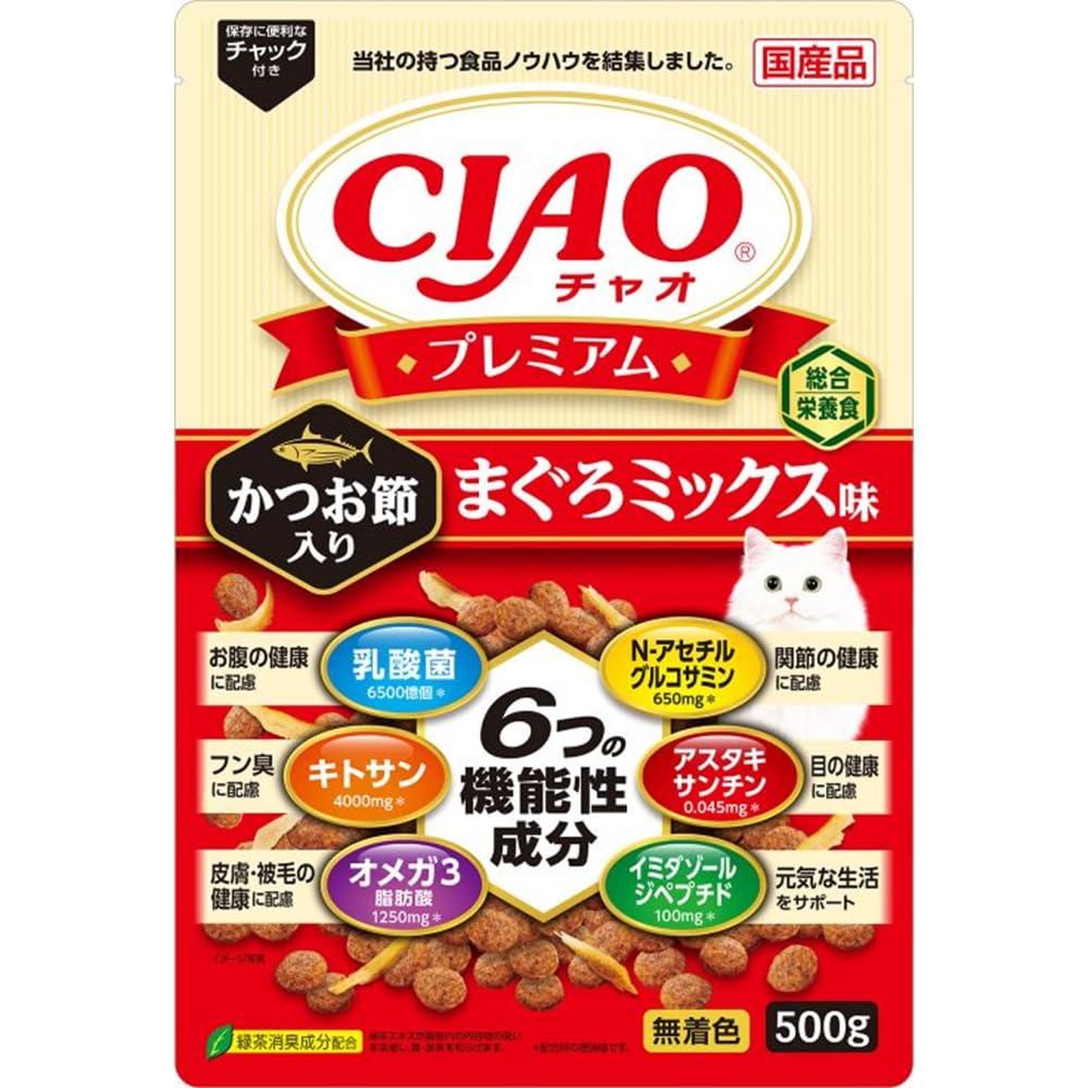 チャオ(CIAO)プレミアムかつお節入りまぐろミックス味500g
