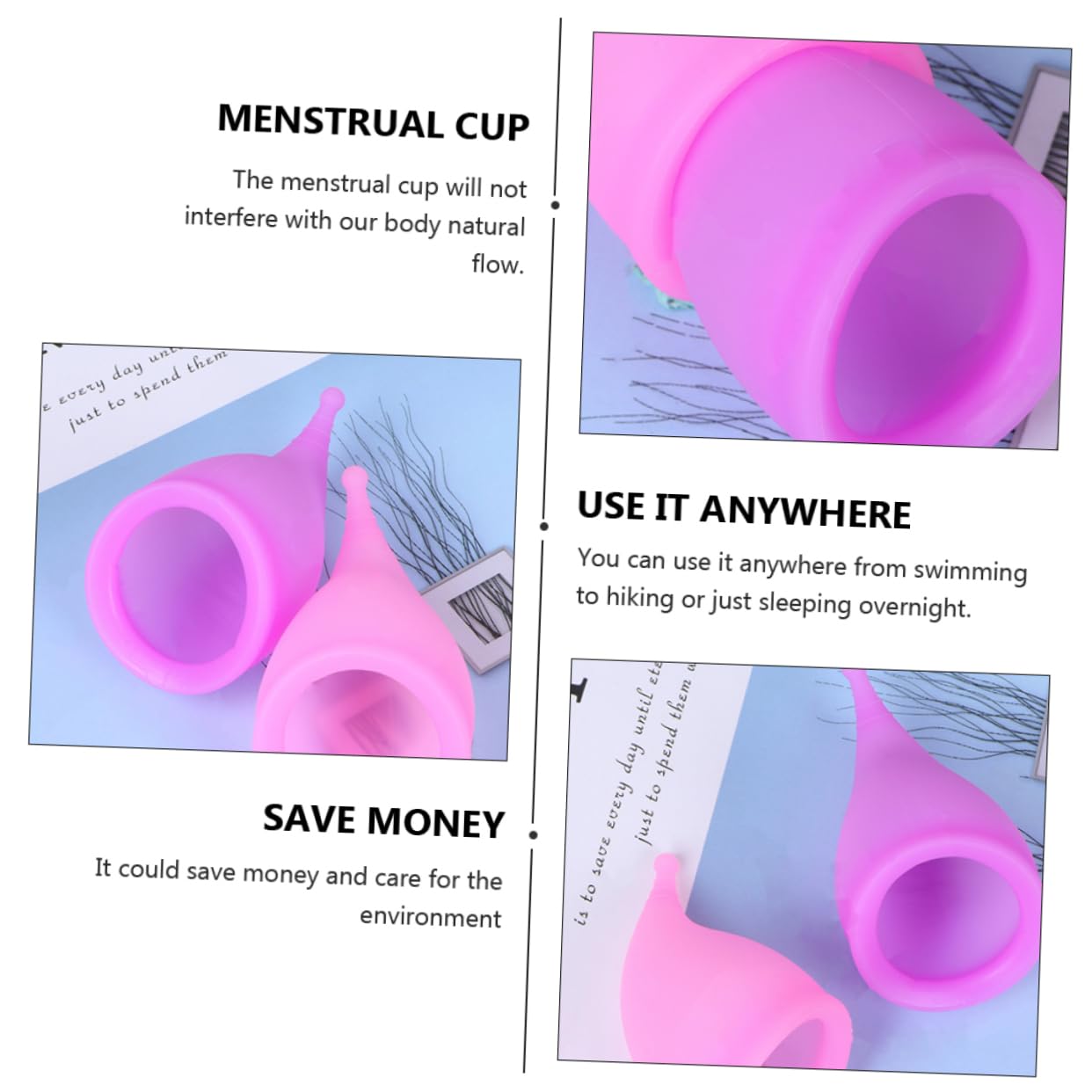 FOMIYES 18 Pollici per il periodo mestruale coppa femminile coppette mestruali viola vocich tazza del periodo di igiene mediche in silicone Gel di silice