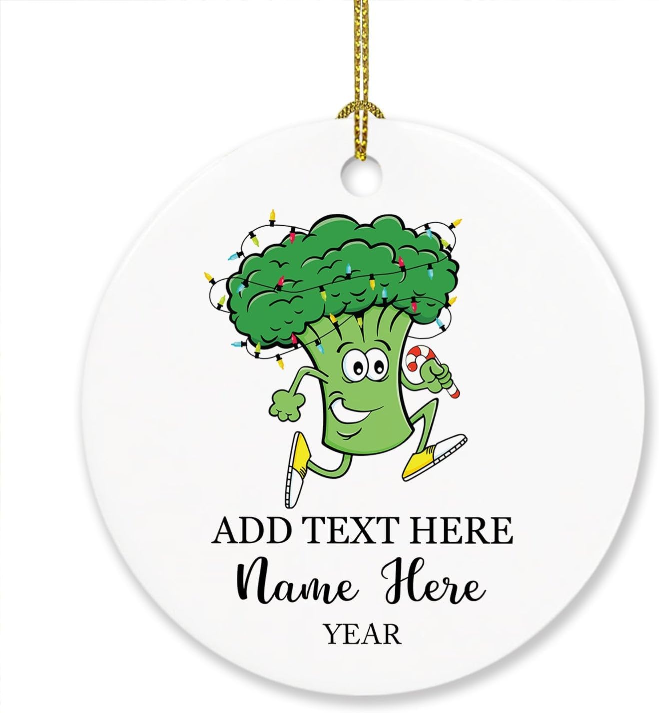 Personalized Cute Broccoli Ornament Xmas Tree, Funny Broccoli Hanging Ornaments for Men Women, Custom Name Vegetable Lovers Christmas Ornament, Broccoli Vegetable Ornament Gifts for Christmas 2024