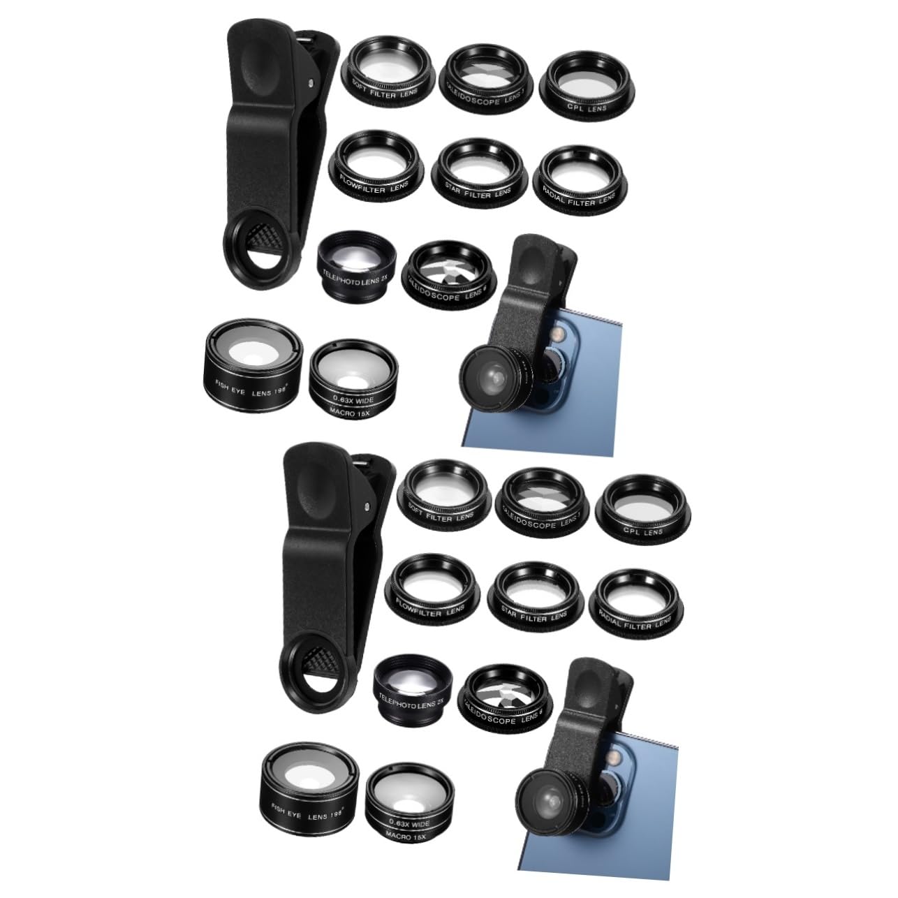 UKCOCO 2juegos Kit De Lentes para Teléfonos Móviles Filtros Cpl Ojo De Macro y Teleobjetivo Compatible La Mayoría De Smartphones Total Diseño Funcional y Portátil para Fotografía De