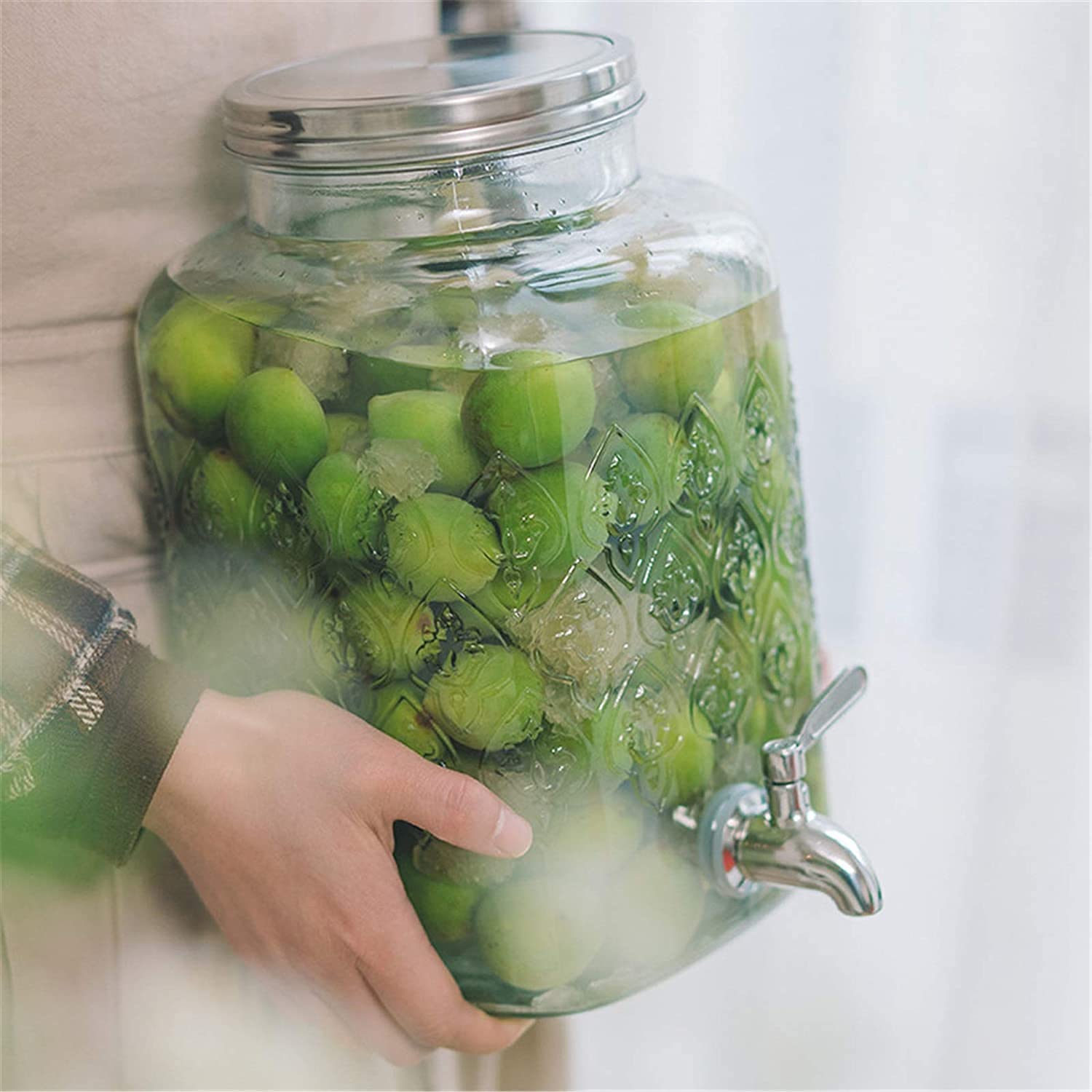Bierturmspender Saftspender Getränkespender aus Glas Weite Öffnung Einfaches Befüllen - Getränkespender Eiszylinder hält Getränke kalt Für Partys im Freien Und，One Color-13x28x17cm