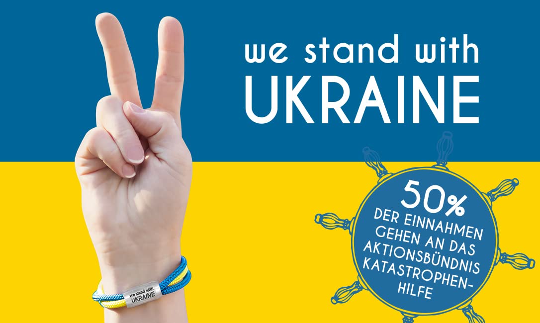 Maritimes Seemannsgarn Segeltau Armband Ukraine, 8mm, inklusive gravierter Verschluss, 50% spenden wir