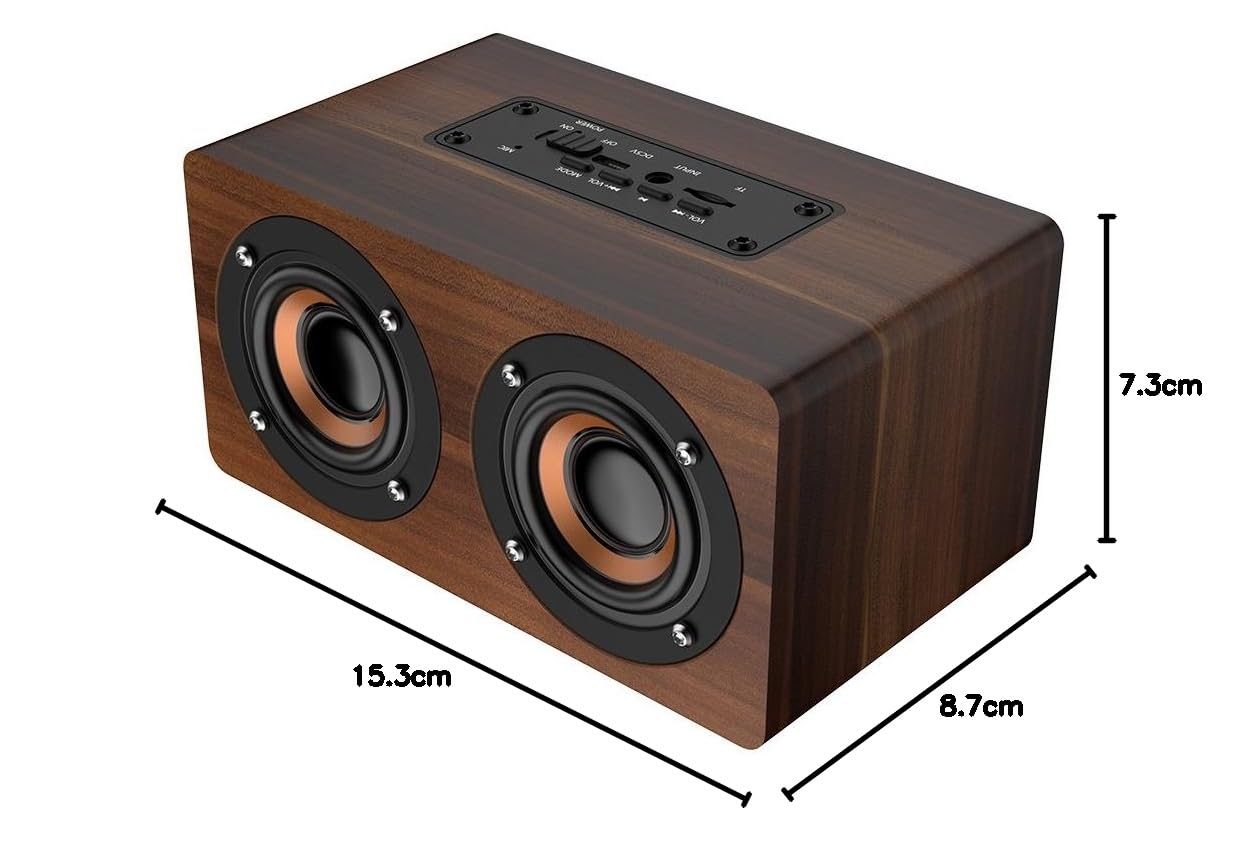 Vintage Radio Retro Bluetooth Speaker - Enceinte sans Fil Portable en Bois Bluetooth 4.2 avec Radio FM, réveil, Carte TF, Aux, Son Puissant et Caisson de Basses, pour la Maison en Plein air