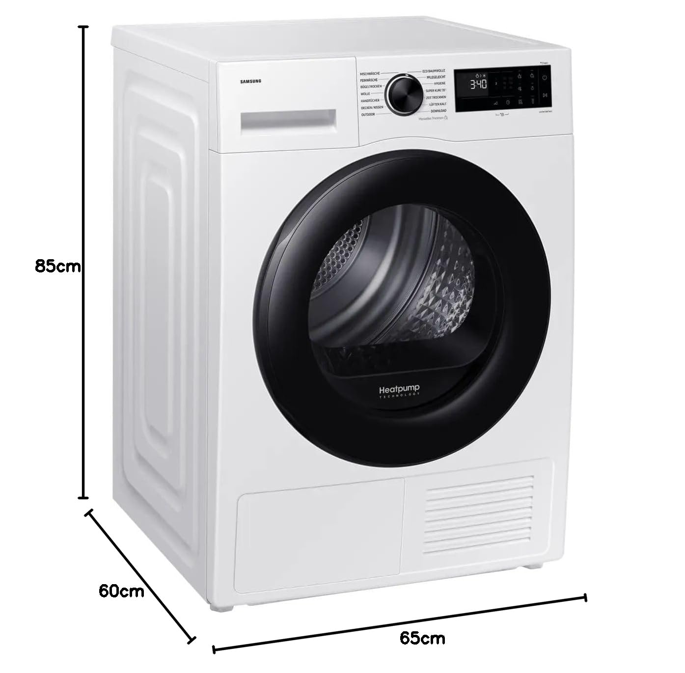 Samsung Wärmepumpentrockner, DV5000D, 9 kg, EEK: C, AI Wäschetrockner mit WiFi-SmartThings-App, Hygiene-Programm, Air Refresh, Knitterschutz, DV90DG52A0AEEG