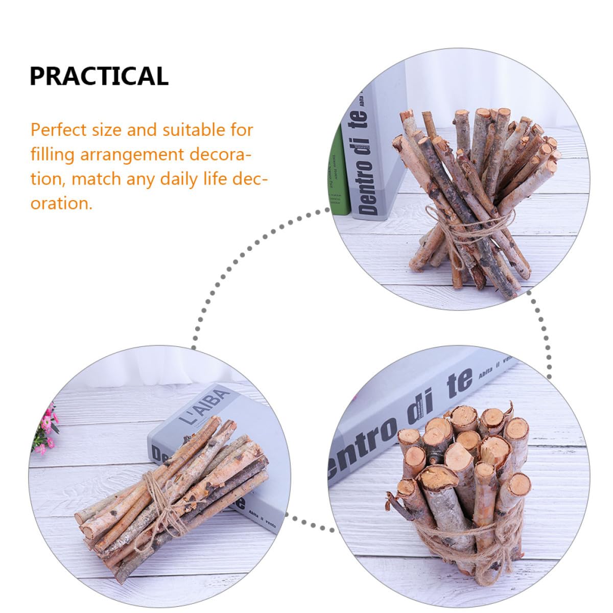 Tronchi di Legno per Decorazione 40 Pezzi, Rametti di Betulla Naturali da 10 Cm e 20 Cm, Elementi Decorativi per Casa, Ufficio, Feste Rustiche e Artigianato Creativo