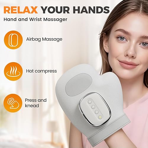 Miniatura 2 de Masajeador de manos con calor y compresión, masajeador de manos inalámbrico 2026, masajeador de dedos, alivio del túnel carpiano y masajeador de