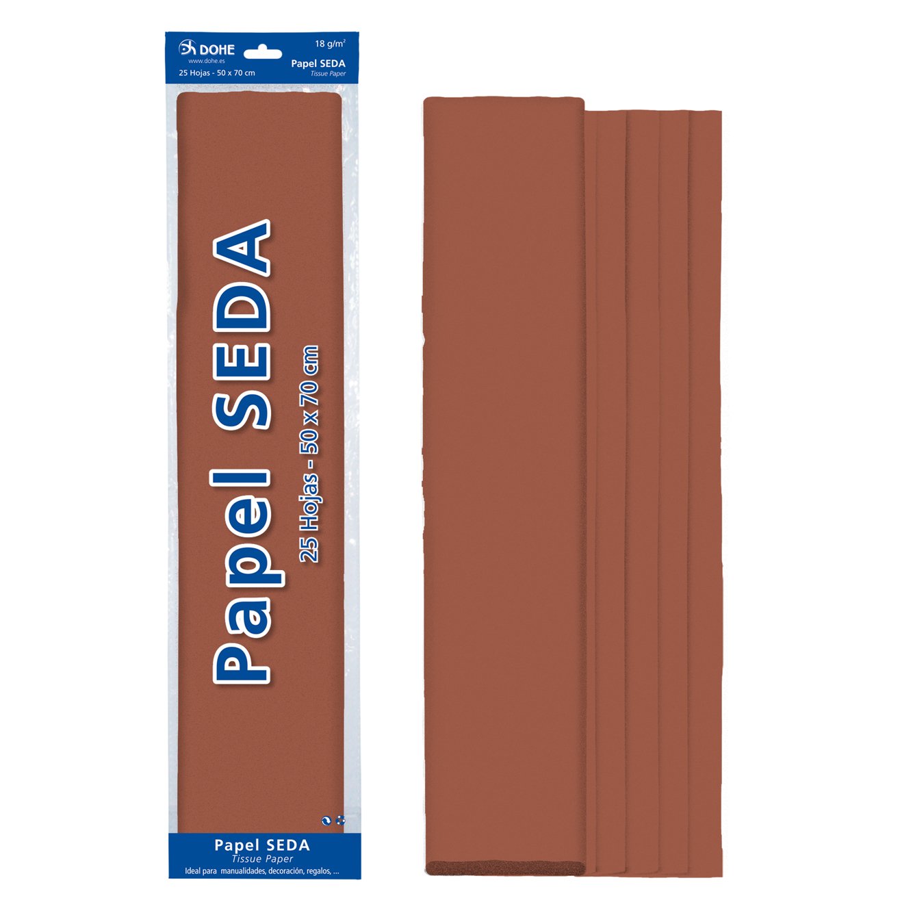 Dohe - Pack of 25 Pieces of Tissue Paper, 50 x 70 cm Brown