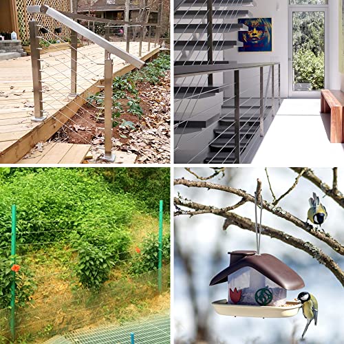 Jayzod Wire Rope 1/8” Stainless Steel Cable With Cutter,328Ft Aircraft Cable 7X7 Strands Construction With 50Pcs Crimping Sleeves,50Pcs Thimbles For Decking Railings Stair Handrail Balusters #TOP5