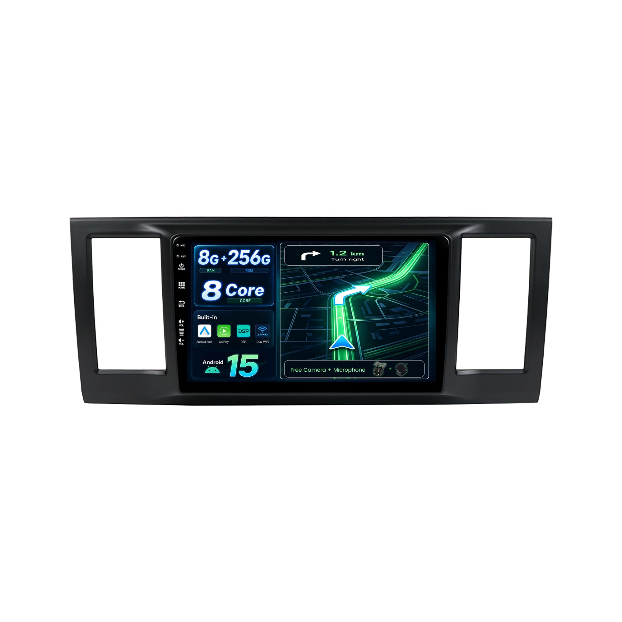 8G + 256G, ośmiordzeniowy, radio samochodowe z systemem Android 15 IPS do VW Caravelle 6 T6 (2015-2020), bezprzewodowa kamera samochodowa CarPlay/Android - kamera LED i mikrofon - 9 cali 2