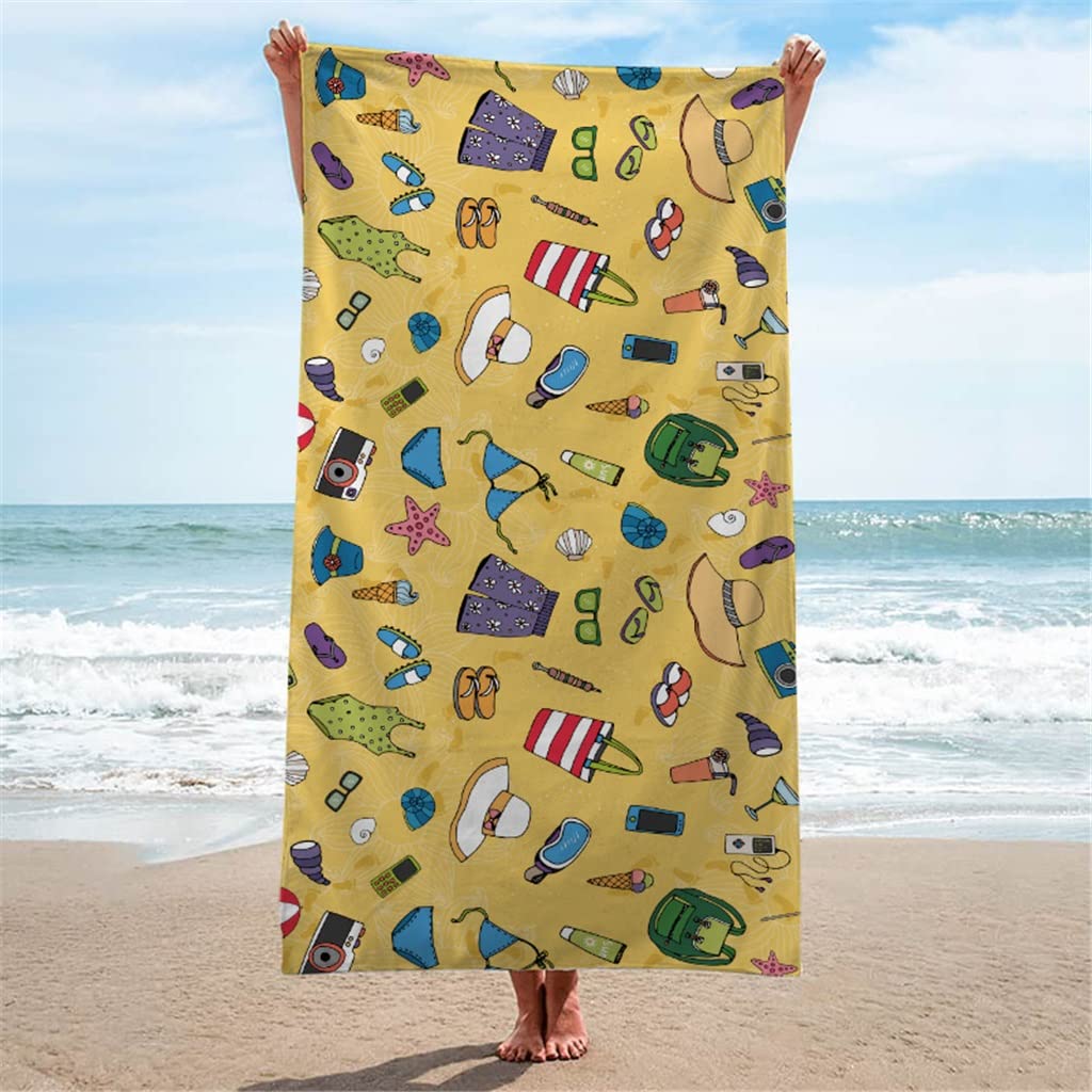 2pc Beach Towel Swim Towel Microfiber Bathrobe Seaside Vacation Towel Quick-Drying Swimming Towel Sports Towel (Color : A, Size : 80x160cm) (A 80x160cm)