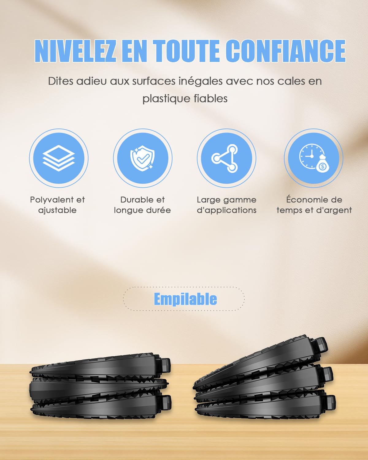 LELE Life Lot De 15 Cales De Niveau En Caoutchouc Souple Pour
