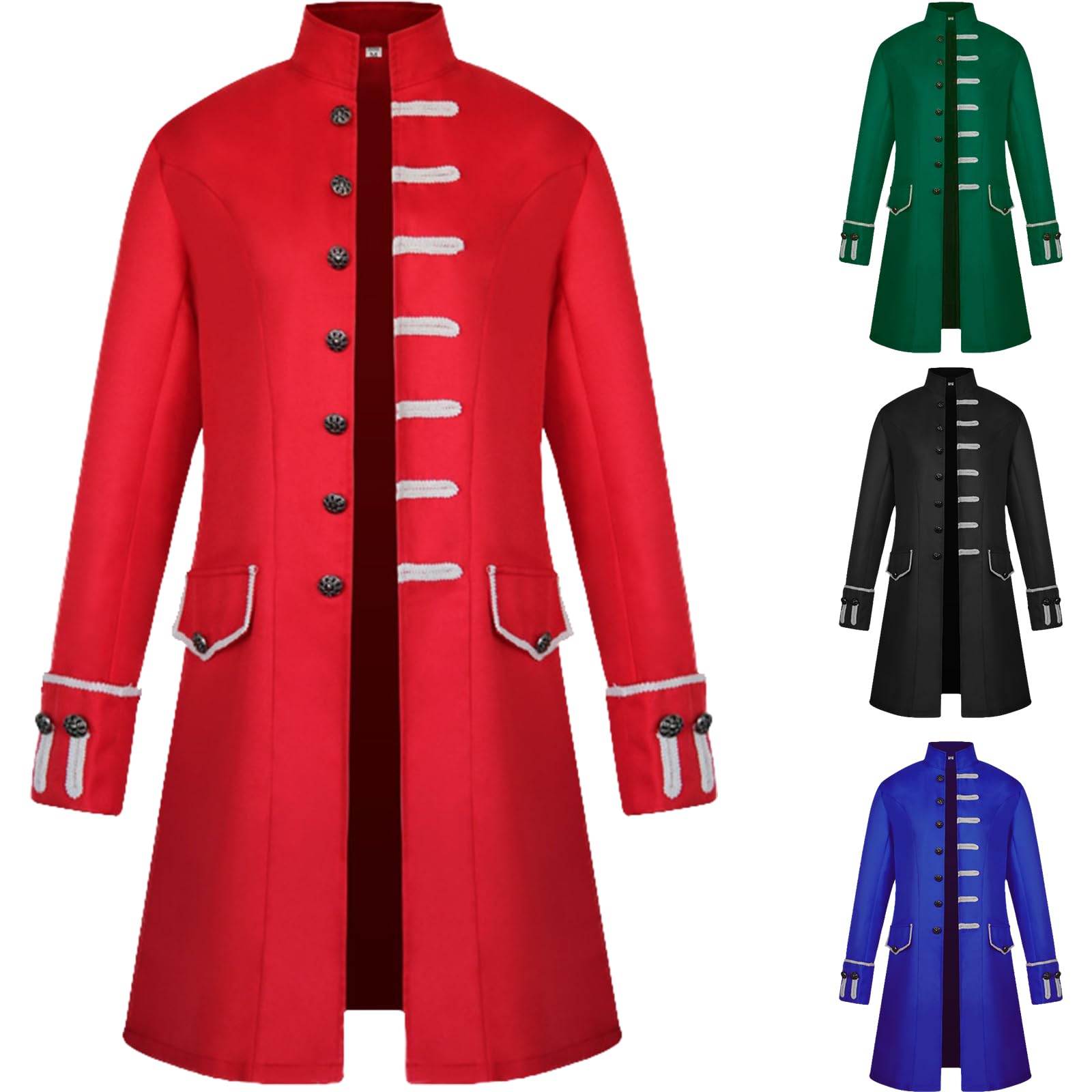 OPAEHJF Cappotto da uomo gotico steampunk medievale vintage abito uniforme costume monopetto trench cappotto autunno casual per feste di Halloween