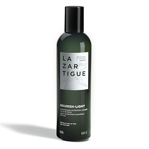 Lazartigue Champú Nourish Light, enriquecido con aceite de soja, nutrición ligera para cabello seco y fino, vegano, sin sulfatos ni silicona, 8.4