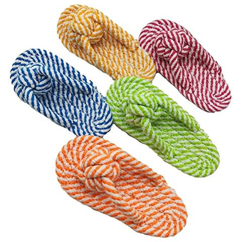 Tenchif Cute Dog Slippers Shaped Knots Rope Teeth Cleaning Rope Chew Toy for Dogs Puppies Random Color Cover