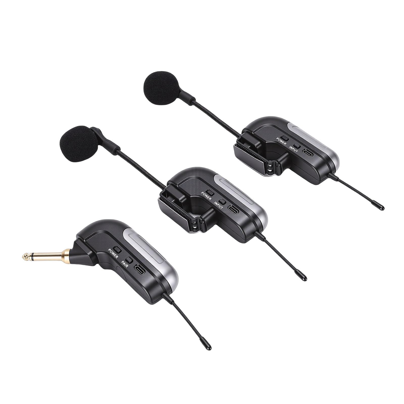 Drahtloses Dual-UHF-Akkordeonmikrofon, 360-Grad-Tonabnehmer-Instrumentenmikrofon mit 30 M Reichweite und 6 Stunden Akkulaufzeit, Ideal für Akkordeon, Akkordeon-Funkmikrofon