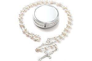 First Communion Rosary Box - Silver Confirmation Gift Box for Teenage Girl,...