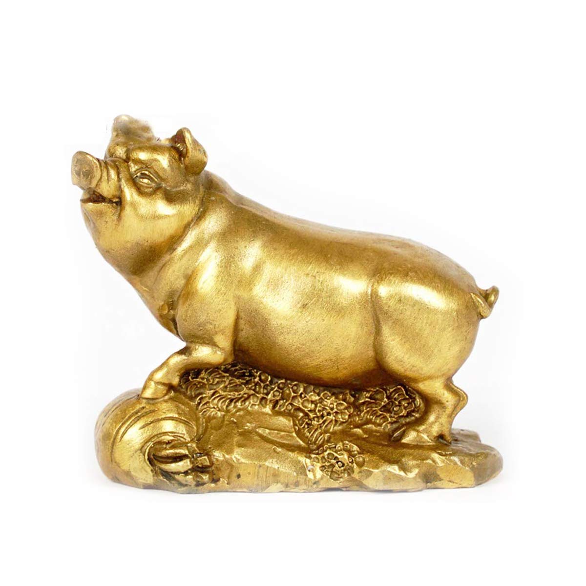 Amazon.co.jp: Addune 風水 中国の干支の豚の置物 金色の真鍮 幸運の豚