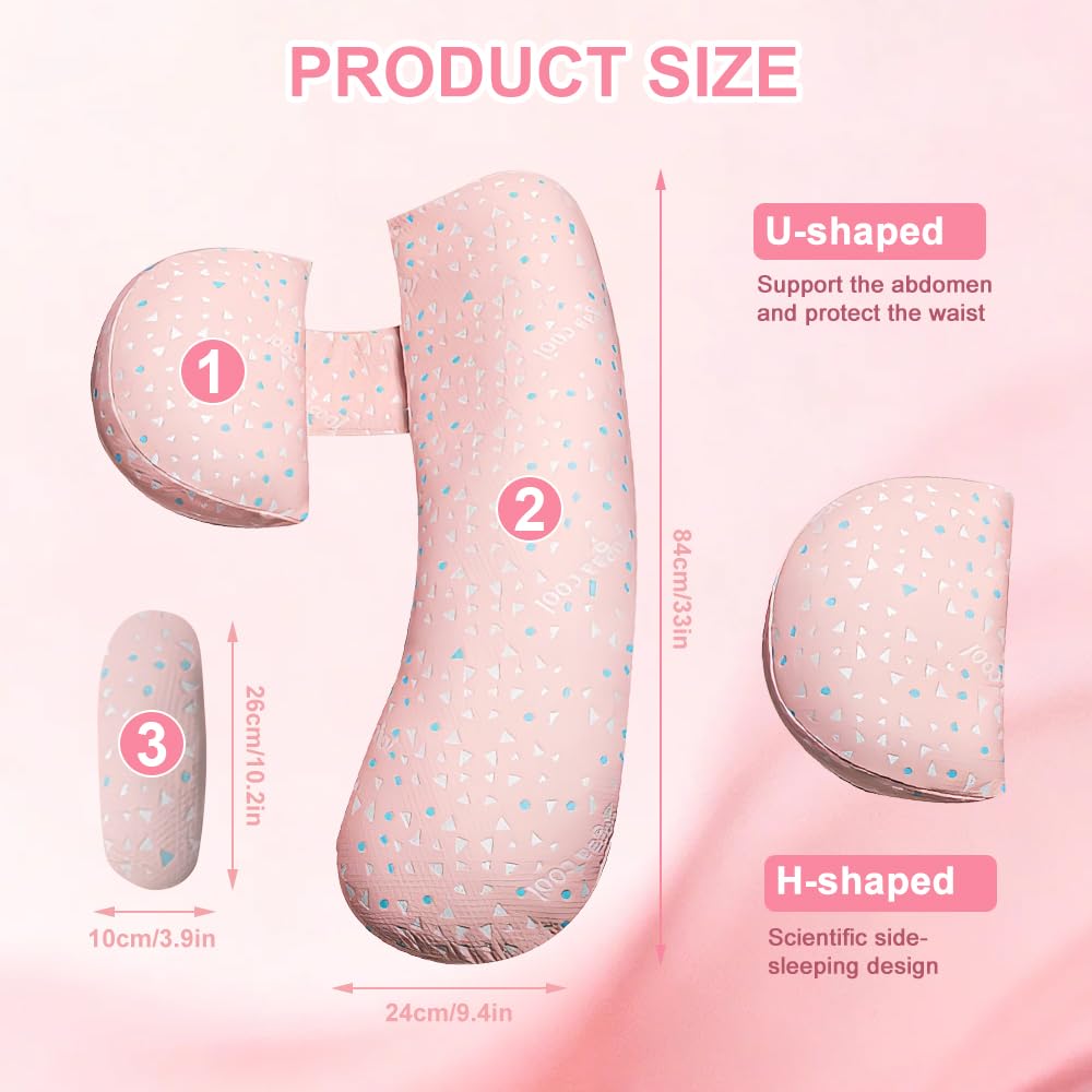 Almohada de embarazo ajustable, almohada de embarazo para dormir, almohada de espuma viscoelástica para embarazadas para abdomen, espalda, almohada corporal ajustable y portátil para dormir de