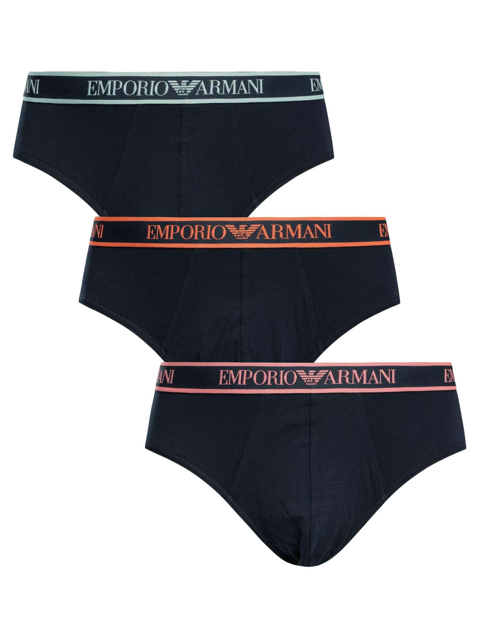 Emporio Armani Men's Black (Pink/Orange/Blue) 3 Pack Briefs