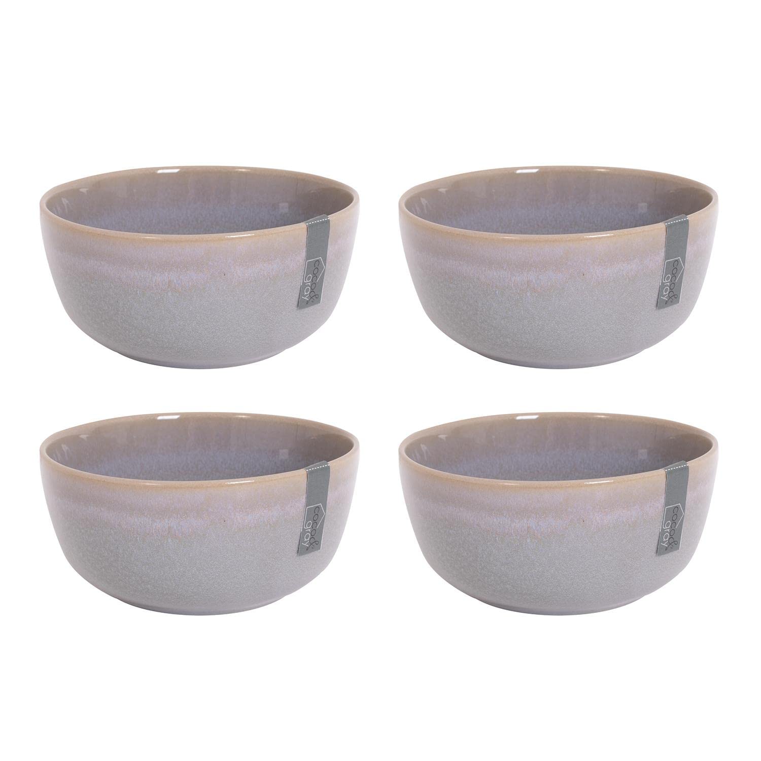 Yöl 4 Bowls Set Of Reactive Glaze Stoneware Food Bowls Blue Green Grey Dinnerware Cereal Snacks Boho