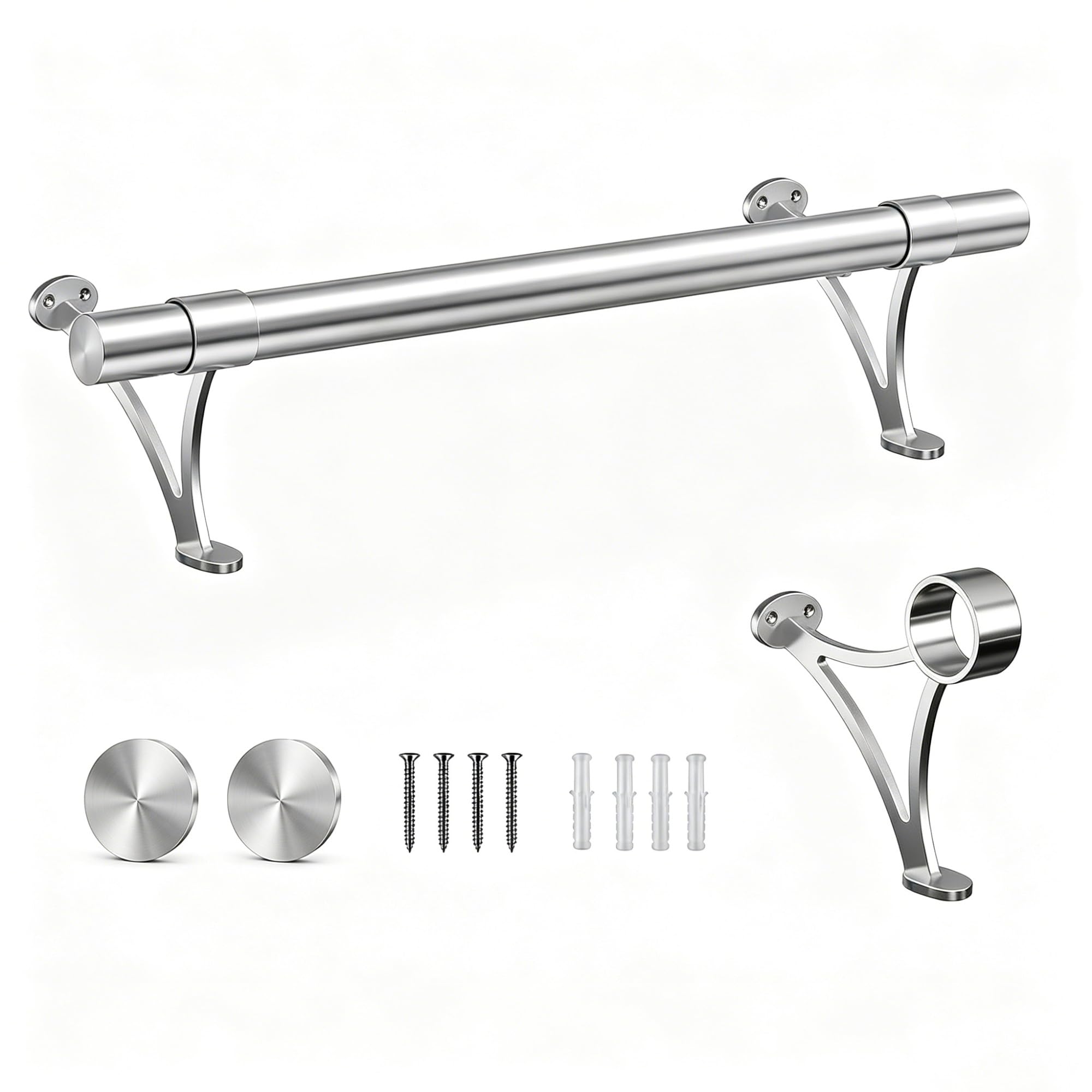 Repose-Pieds de Bar Rail en inox brossé de 122 cm pour un comptoir élégant et design