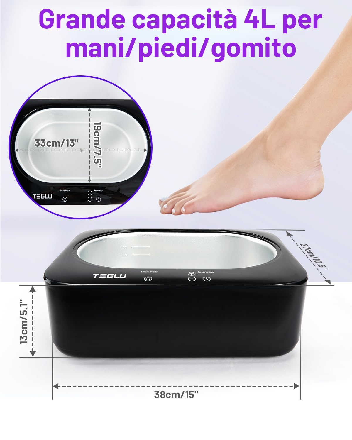 Bagno di Paraffina per Mani e Piedi 4L, Kit Scalda Paraffina Professionale con 3x 450g Paraffina per la Spa a Casa, Macchina Nera