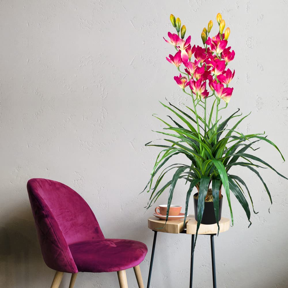 Decovego Orchidée Plante Artificielle Artificiel avec Pot 100cm 27 Fleuraisons Rose
