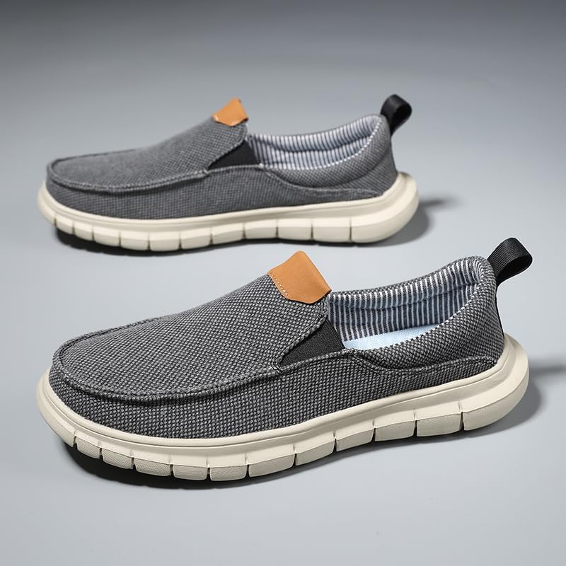 Men's Canvas Slip on Casual Loafers Flat Sneakers Walking Boat Shoes4