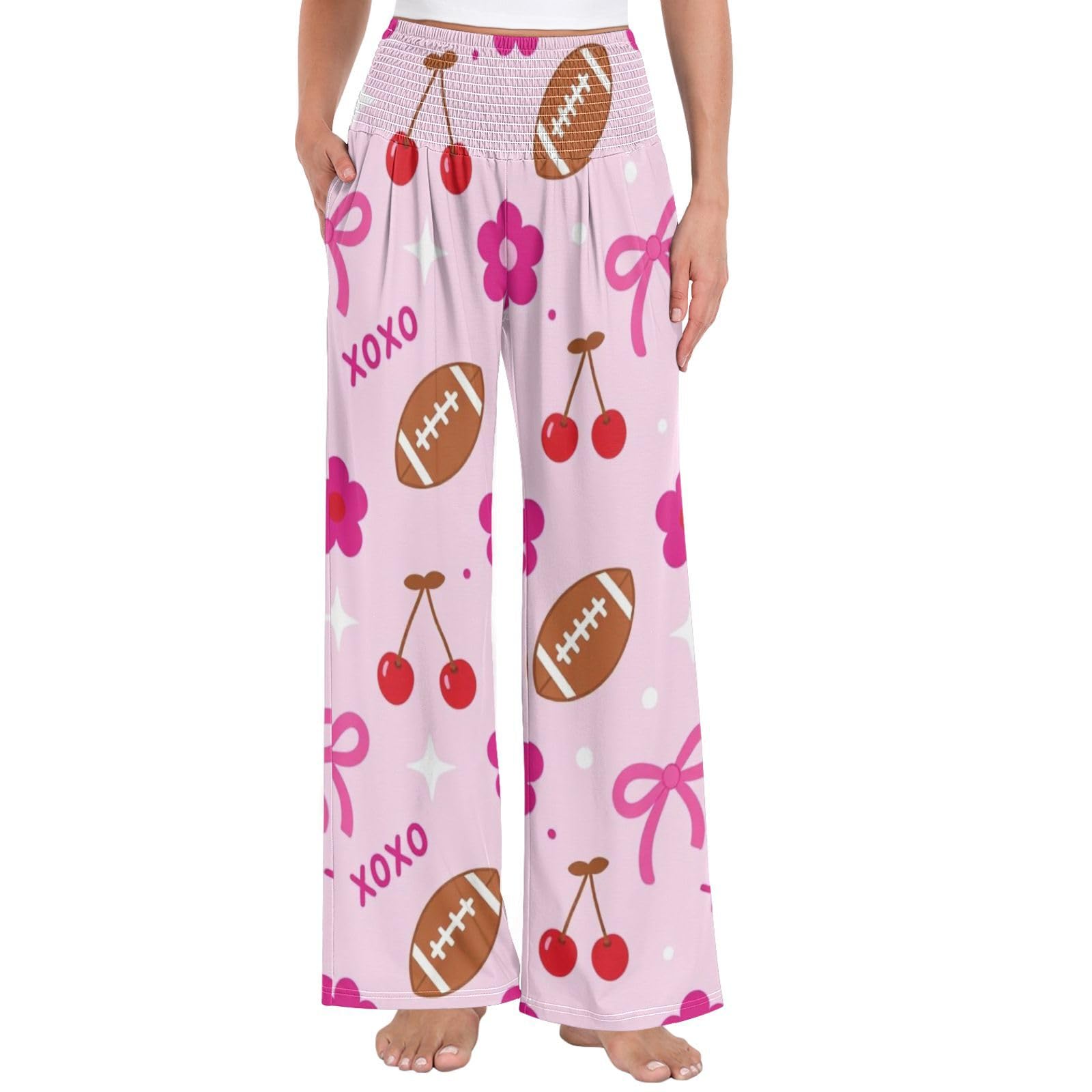 Cherry Football - Pantalones de yoga para mujer, resistentes a las arrugas, pantalones casuales de viaje