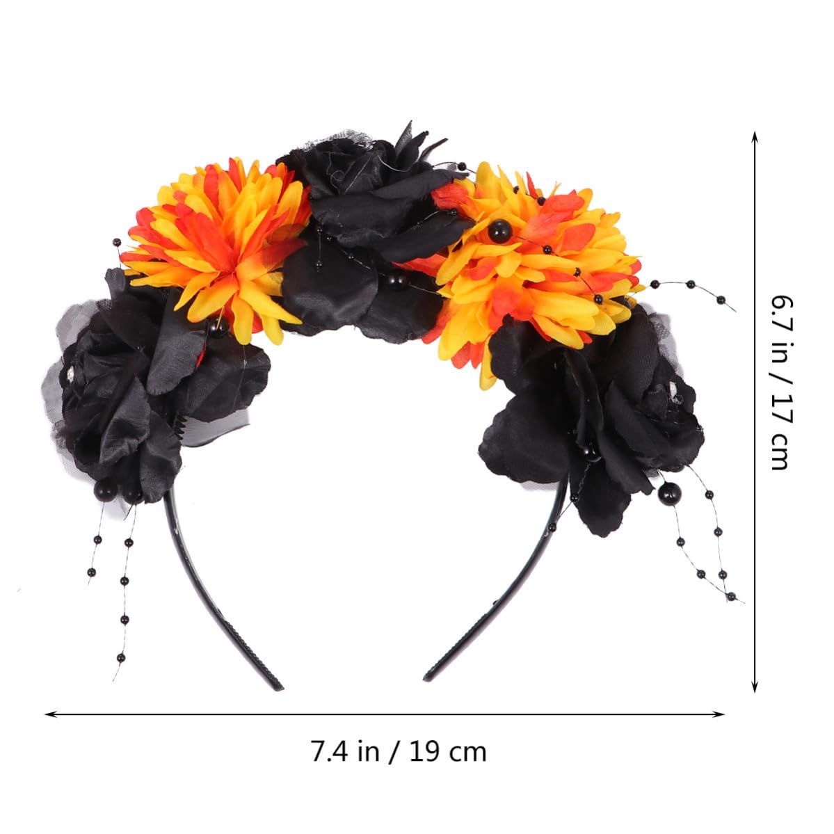Hairband for Women Halloween Elegant and Eye-catching Floral Hair Hoop with Simulated Orange Flowers and Spider Design, Decorative Silk Fabric Headband for Costume Party