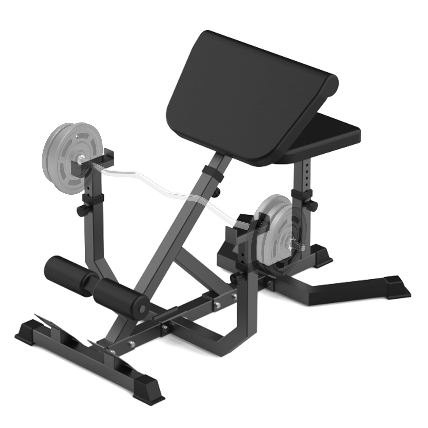 Preacher Curl Bench Carbon Steel for Home Gym, Adjustable Weight Bench with Biceps Arm Pad, Heavy Duty Strength Training Equipment for Arm Isolation Exercise, Black Red