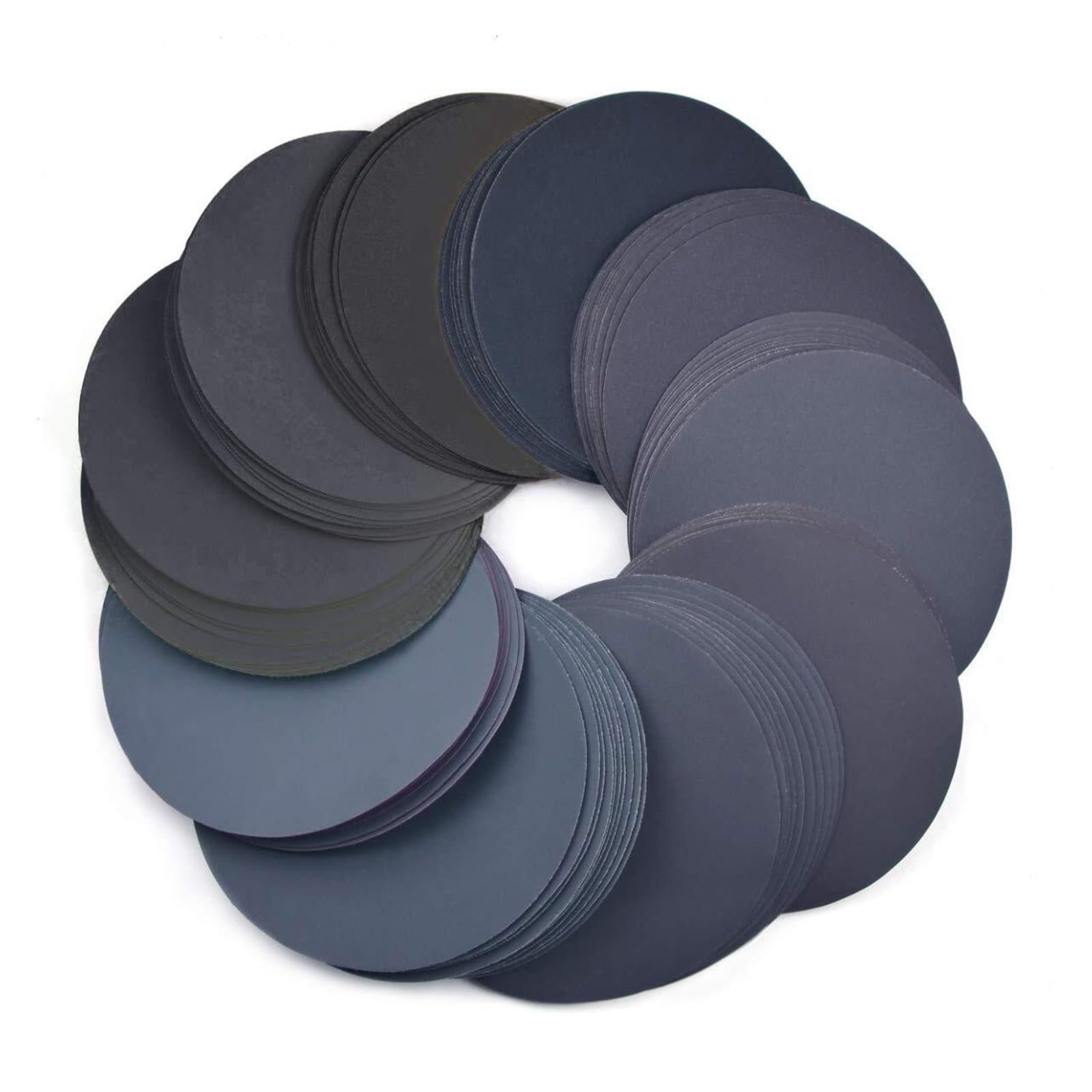 Lija, Discos de lijado en seco y húmedo 6 pulgadas 150MM, gancho bucle carburo silicio, papel lija Orbital 60-10000, pintura for coche, madera Metal(2500 Grit)
