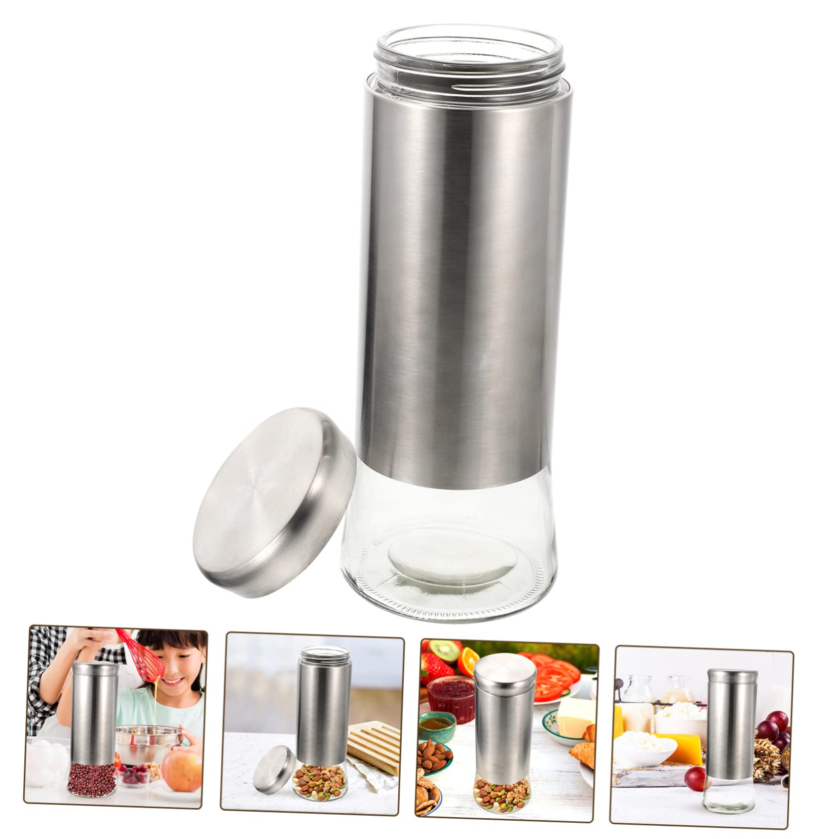 LIFKOME Botes De Vidrio Tapa De Acero Inoxidable Contenedores Sellados Al Vacío Almacenamiento Alimentos Cocina