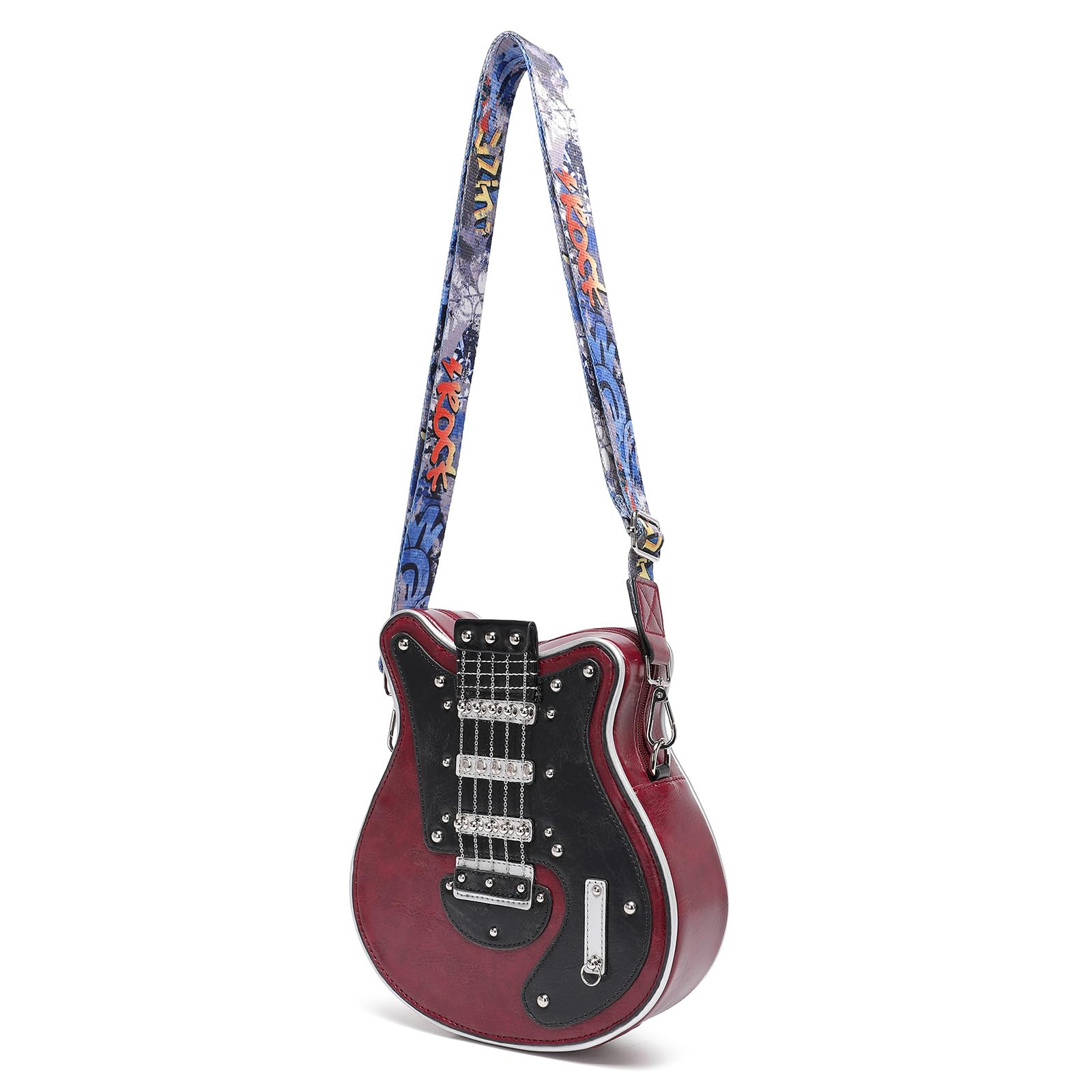 Stylish Guitar Shaped PU Leather Crossbody Bag Casual Shoulder Bags Satchel Purse for Music Lover and Travelers