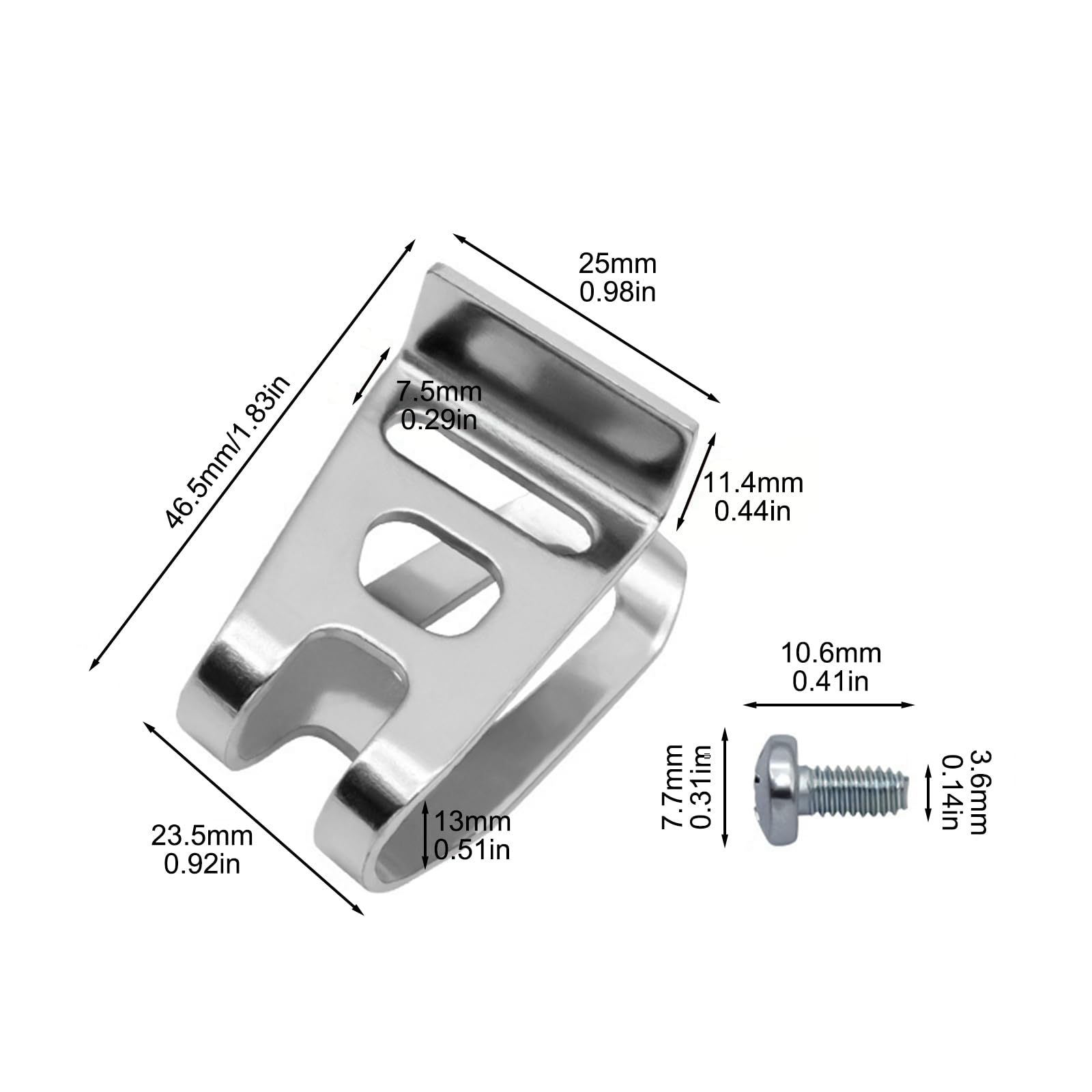Clips de Gancho para Cinturón de Taladro Eléctrico, 6Pcs Ganchos de Repuesto para Cinturón con Tornillos, Clip de Cinturón de Acero Inoxidable Compatible con Makita
