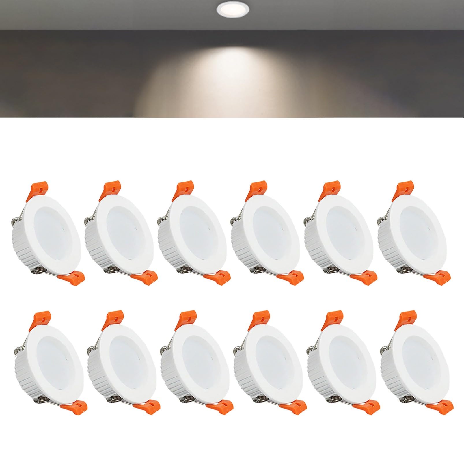 TTiiLoe 5W Round LED Recessed Ceiling Spotlights, 4000K Neutral White Ultra Slim Panel Ceiling Light, Cut Φ70-75mm, AC110-240V Downlights for Hallway Stairwell Showroom, 12 Pack
