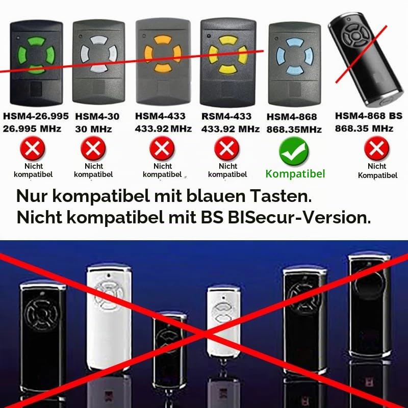 868.3MHz Garagentoröffner fur Hörmann Handsenderz, Garagentor-Fernbedienung kompatibel mit...