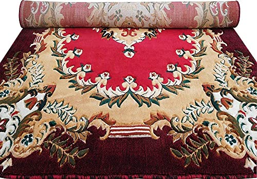 Image of SABIRA Carpet Modern Floral Area Rug Large Carpet for Living Room, Bedroom & Dining Room, Washable, Non-Slip, RED Color (6X8 FEET)