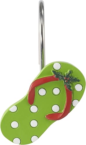 Miniatura 4 de Avanti Linens - Ganchos para cortina de ducha, accesorios de baño navideños, juego de 12 (colección Flamingo Jingle)