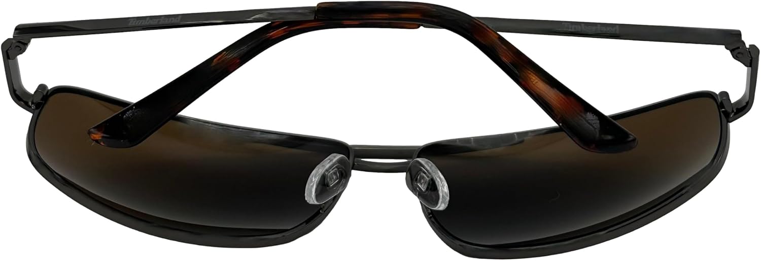 Timberland Sunglass Mens Gun/Metal Rectangle Aviator Brown Lens TB7208 8E