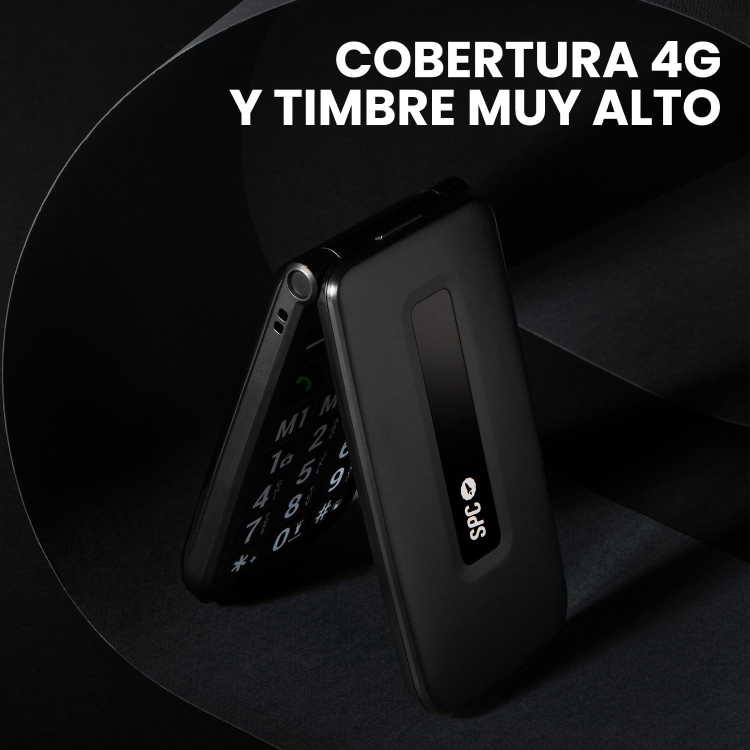 SPC Titan 2 – Teléfono móvil de Tapa para Mayores con 4G, Teclas Grandes, Timbre Alto 105dB y Pantalla 2,4” | Fácil de Usar y configuración remota | 3 memorias directas | Batería hasta 7 días - Negro