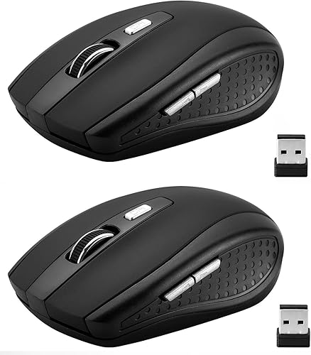 Guiheng Paquete de 2 ratones inalámbricos, mouse inalámbrico de 2.4 GHz, 1200, 6 botones con nano receptor para laptop, PC, Chromebook, computadora,