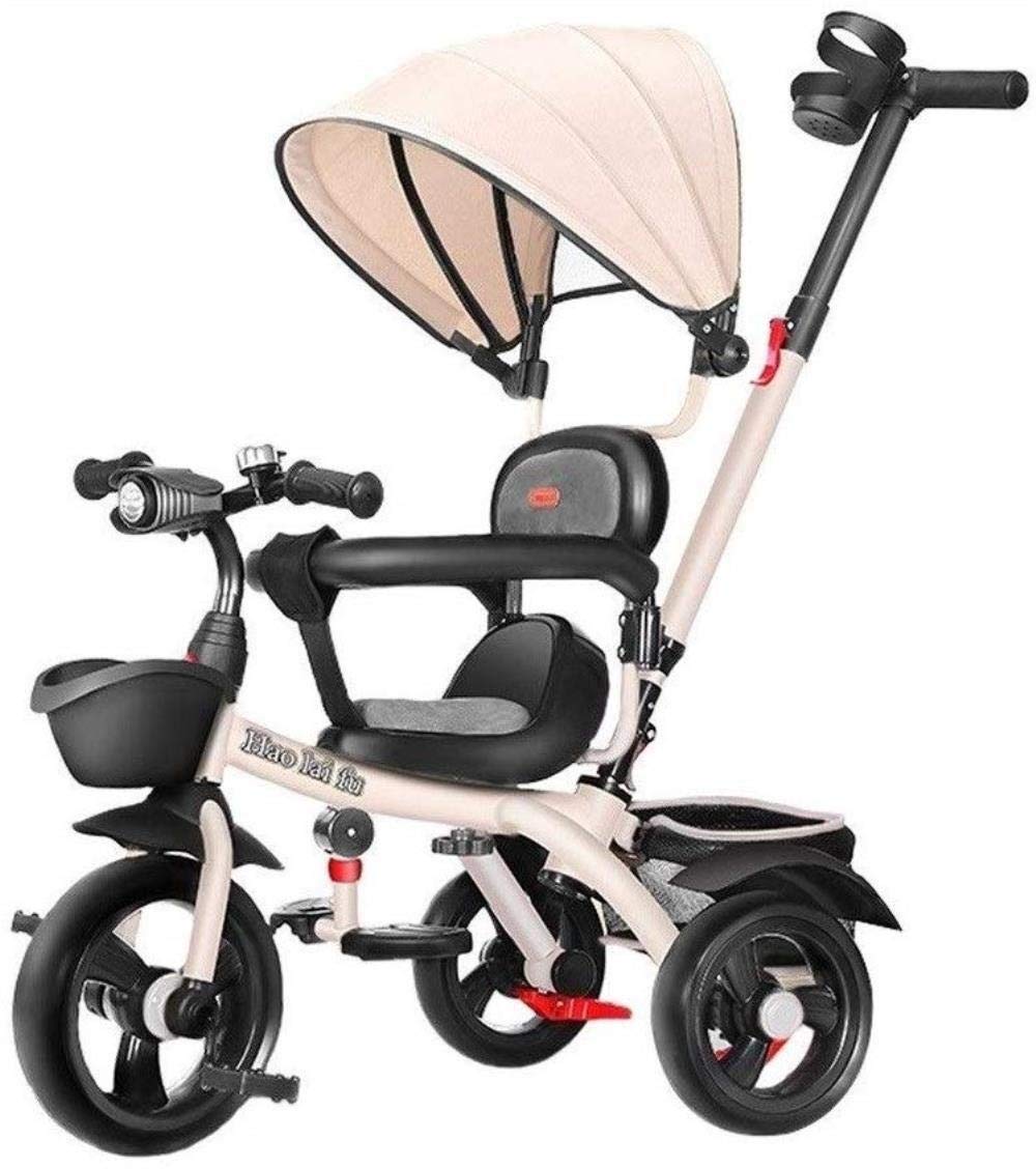 Pushchairs Children's Trikes Tricycle Parent Push Tricycle for Kids Adjustable Seat with Canopy Pushing Handle Grow-with Head Stroller Trike Convertible for Kids 2-6 Tricycle Baby Products