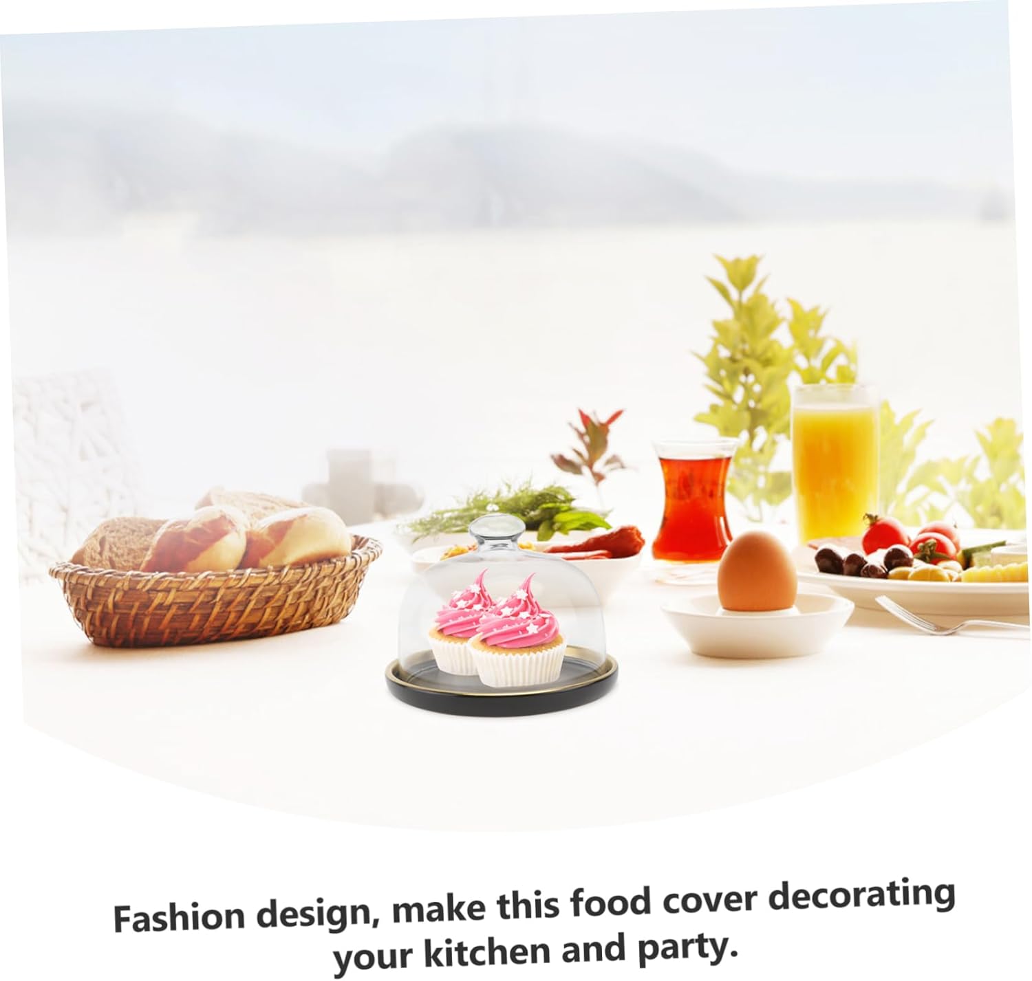 Transparent Glass Cover Cake Tray Set with Ceramic Plate Food Preservation Dome for Dust Protection Stylish Dessert Display for BBQ Picnic Birthday Parties and Gifts