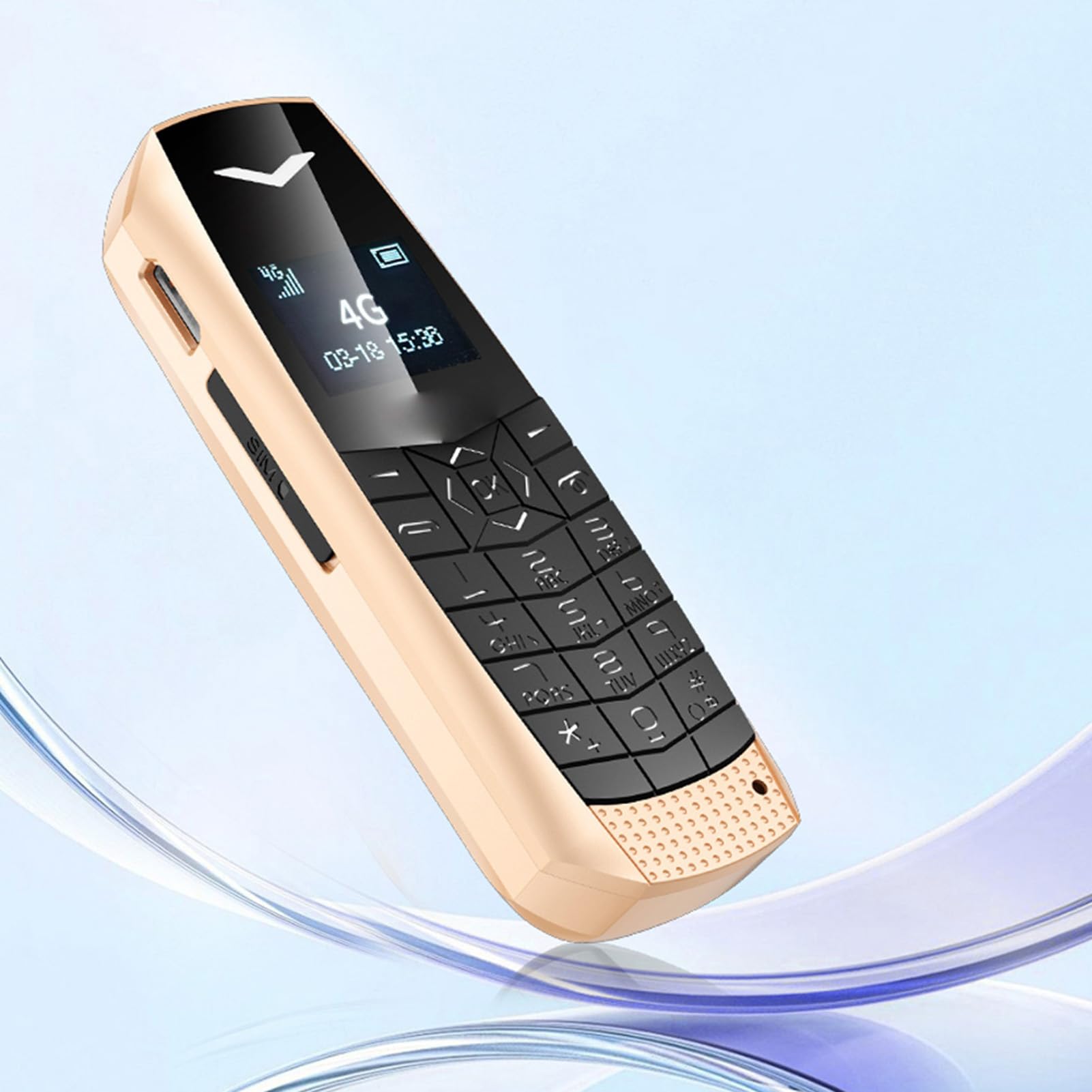 Telefono Cellulare per Anziani Sbloccato 4G LTE Compatto per Chiamate Agli Anziani Messaggi SOS Emergenza per Viaggi di Lavoro (70 X 23 X 12 mm) (GOLD)