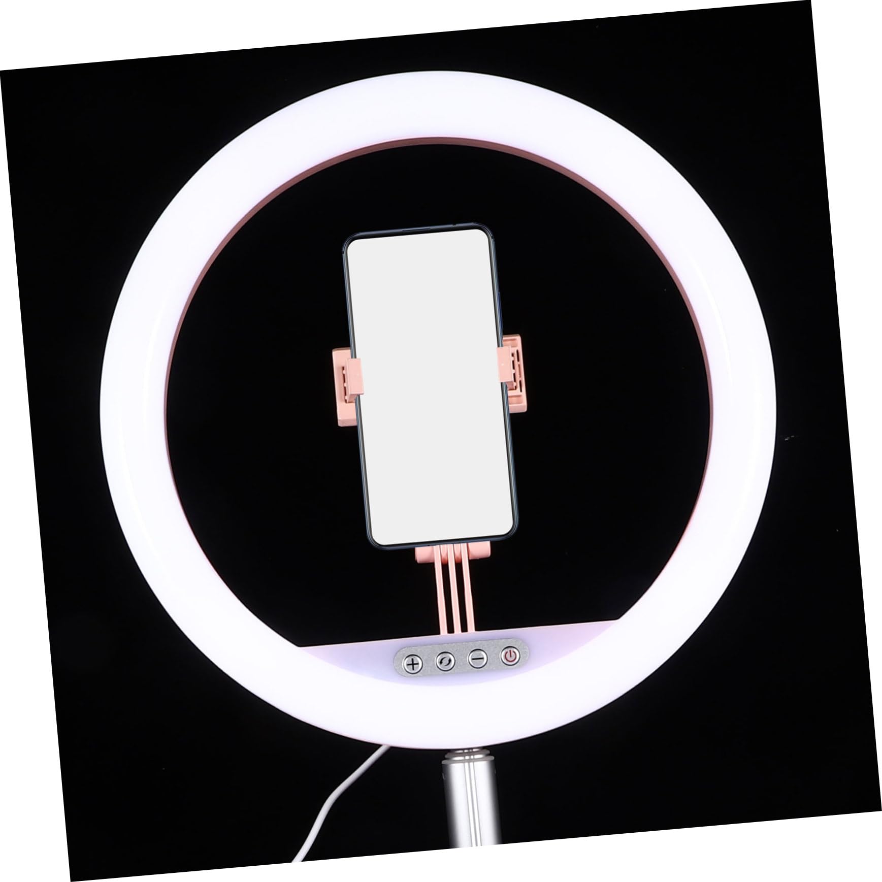 WOONEKY 1kawałek Lampa Led Do Makijażu z Regulowanym Statywem Tryby Oświetlenia i Poziomów Jasności Składana Lampa Pierścieniowa Do Transmisji Żywo i Fotografii Różowa