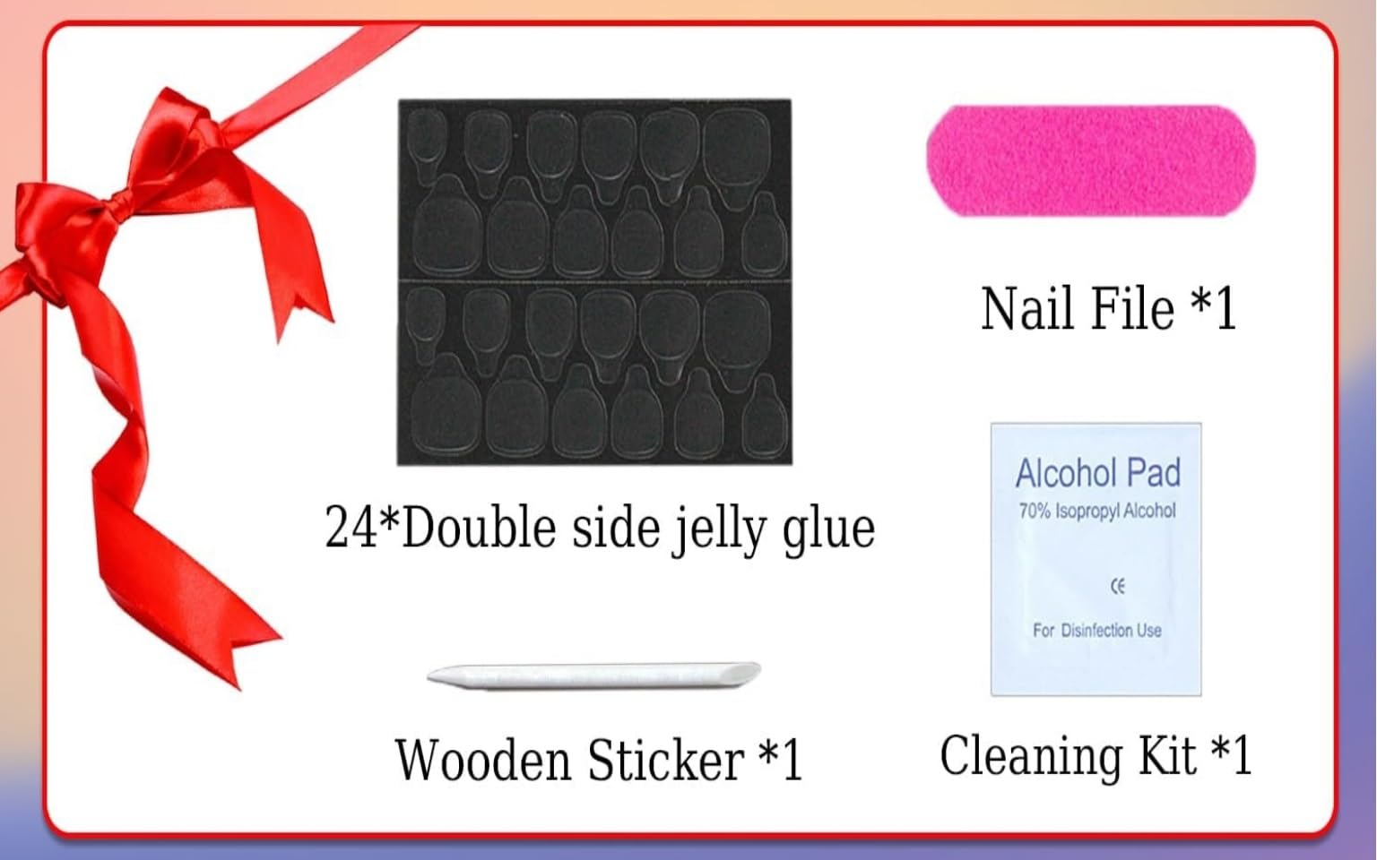 CherryBox 24Pcs Heart Print Medium French Press on Nails Almond Shaped White Edge Wavy Gold Powder Glitter Design Nails for Women Girls Nail Decorations (Jelly Tabs and Glue Included) 4