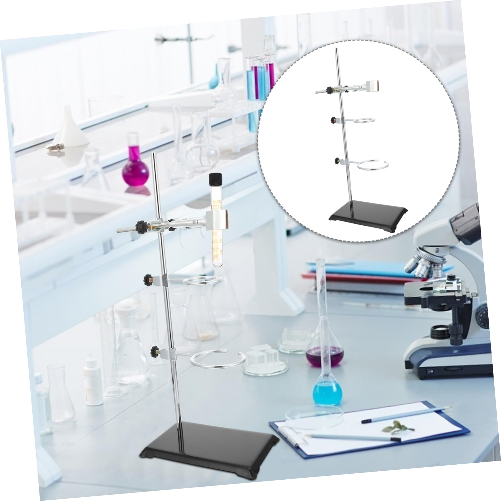 Gatuida Support pour Expérience de Chimie et Physique en Fer de Laboratoire Base Solide et Tige Détachable Équipement Standard pour Usage Scientifique
