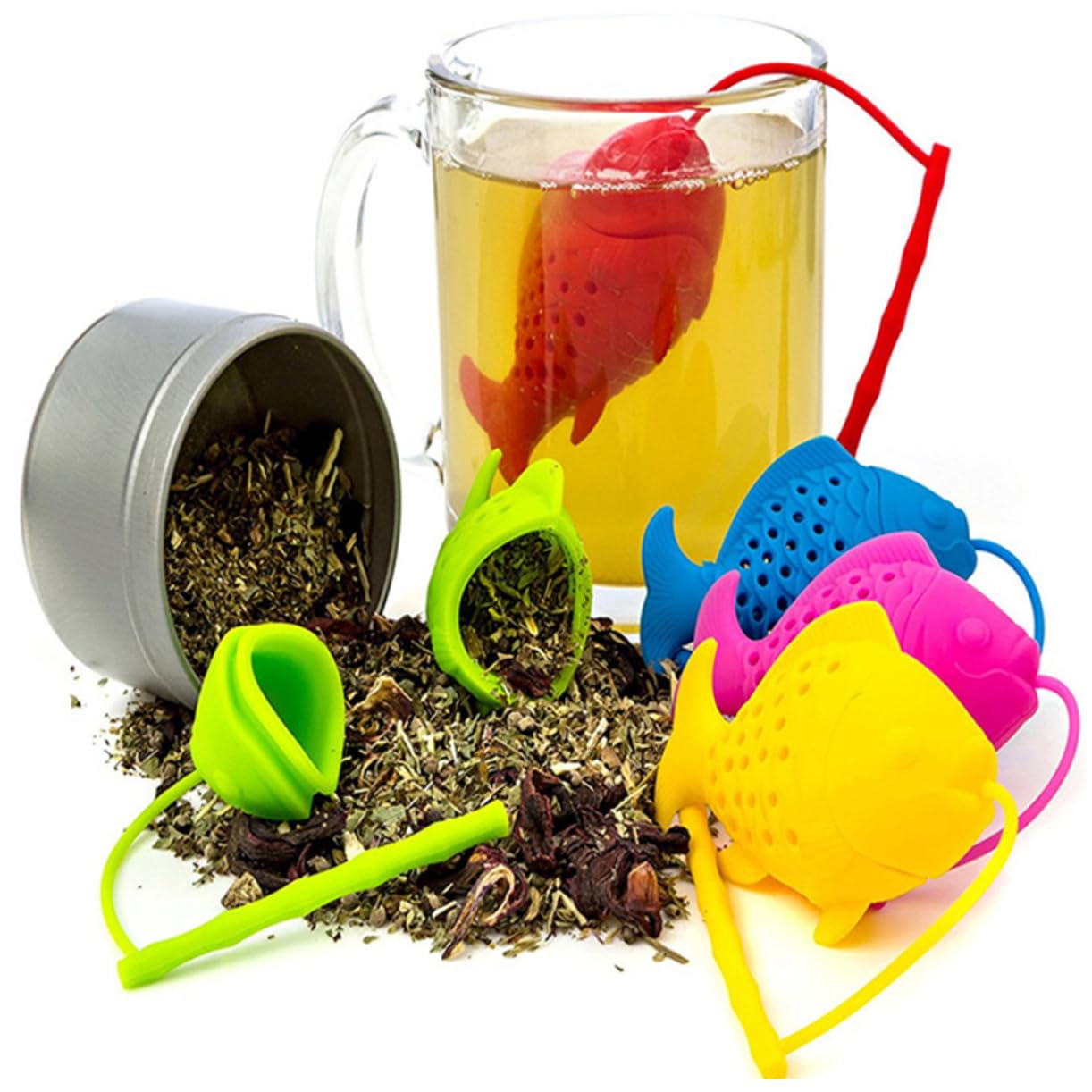 PRETYZOOM 12piezas Infusores De Té De Silicona Forma De De Coladores Reutilizables Para Infusión De Hierbas Coladores Creativos y Prácticos Mixtos