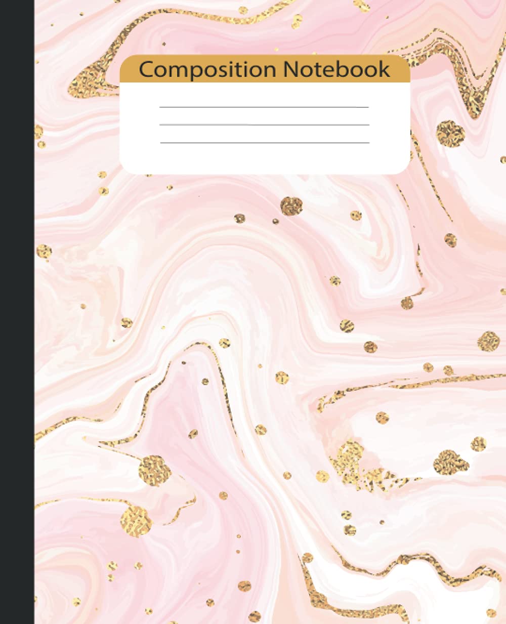 Composition Notebook: Wide Ruled Lined Paper Journal dusty blush liquid marbled with golden crackers stains design Workbook for Students ,Girls ,Boys ,Kids